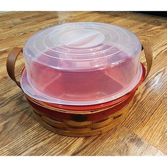 Vintage Peterboro Entertainment Basket with Handles, Chip & Dip Tray - Picture 11 of 12